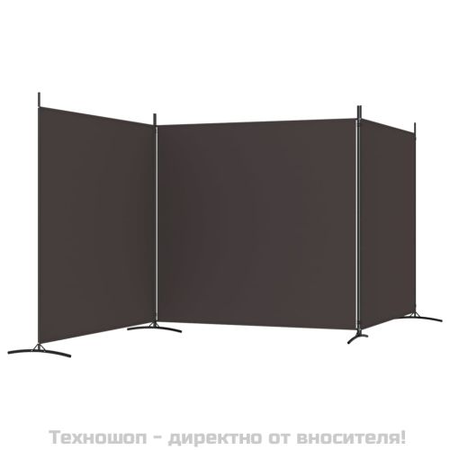 Параван за стая, 3 панела, кафяв, 525x180 см, плат