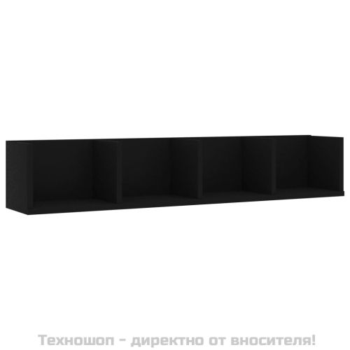 CD стенен рафт, черен, 100x18x18 см, инженерно дърво
