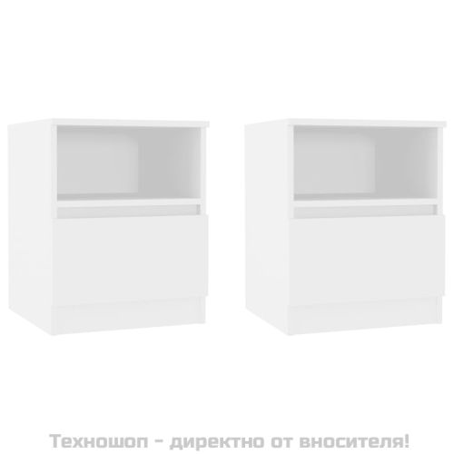 Нощни шкафчета, 2 бр, бели, 40x40x50 см, инженерно дърво