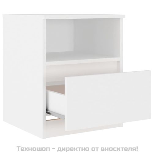 Нощни шкафчета, 2 бр, бели, 40x40x50 см, инженерно дърво