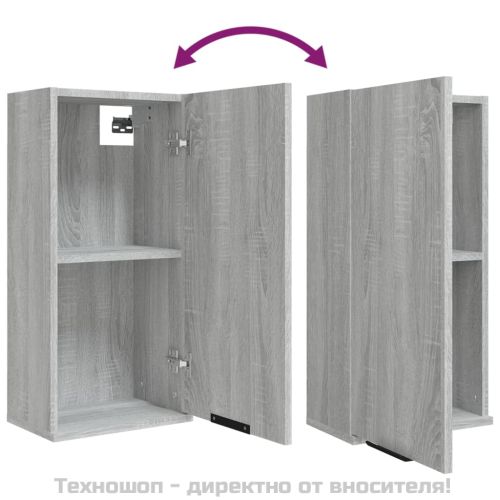 Шкаф за баня за стенен монтаж, сив сонома, 32x20x67 см