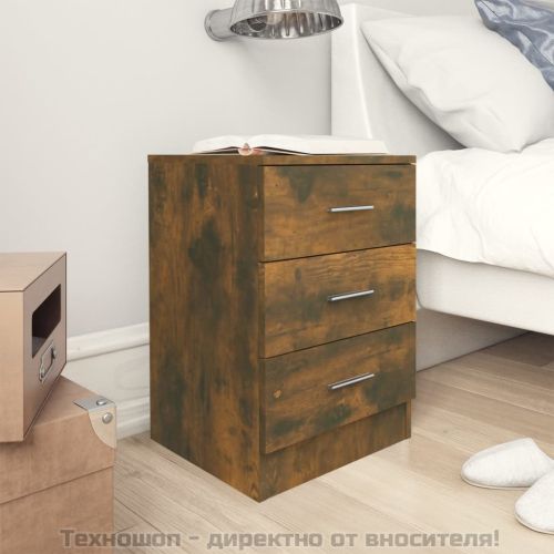 Нощни шкафчета 2 бр опушен дъб 38x35x56 см инженерно дърво