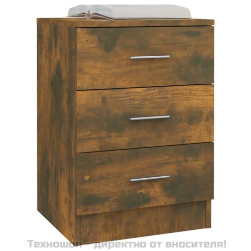 Нощни шкафчета 2 бр опушен дъб 38x35x56 см инженерно дърво