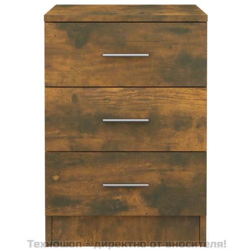 Нощни шкафчета 2 бр опушен дъб 38x35x56 см инженерно дърво