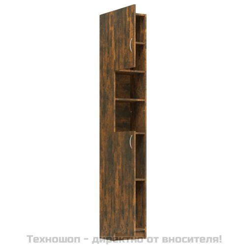 Шкаф за баня, опушен дъб, 32x25,5x190 см, инженерно дърво