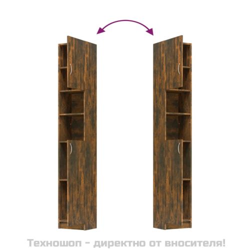 Шкаф за баня, опушен дъб, 32x25,5x190 см, инженерно дърво