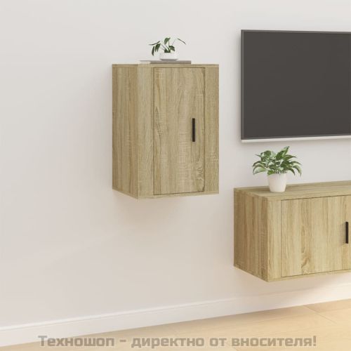 ТВ шкафове със стенен монтаж, 2 бр, сонома дъб, 40x34,5x60 см
