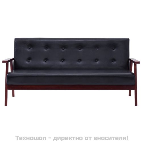 3-местен диван, черен, изкуствена кожа