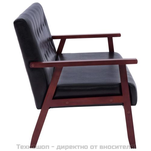 3-местен диван, черен, изкуствена кожа