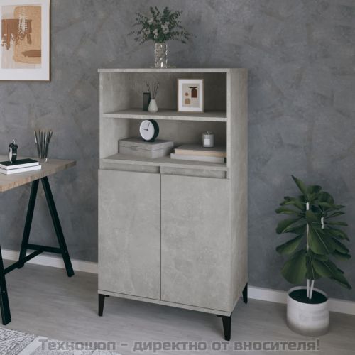 Висок шкаф, бетонно сив, 60x36x110 см, инженерно дърво