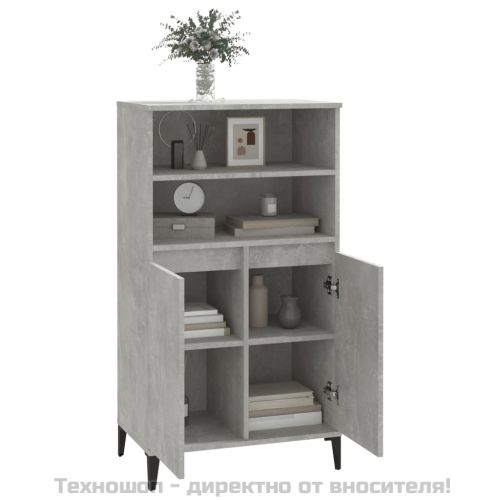 Висок шкаф, бетонно сив, 60x36x110 см, инженерно дърво