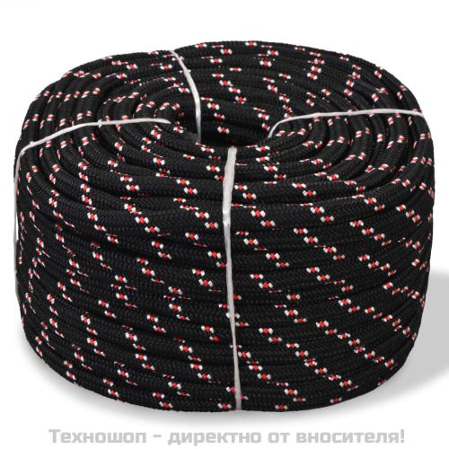 Морско въже, полипропилен, 10 мм, 50 м, черно
