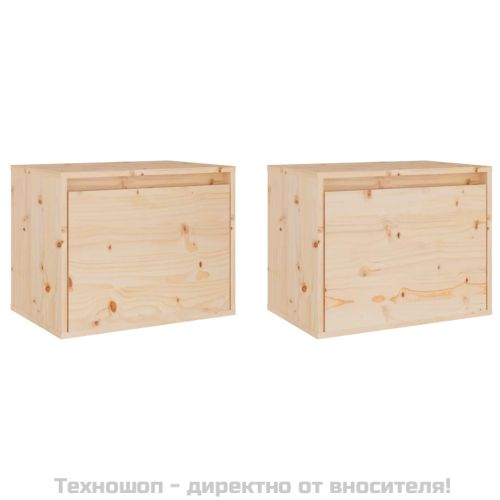 Стенни шкафове, 2 бр, 45x30x35 см, бор масив