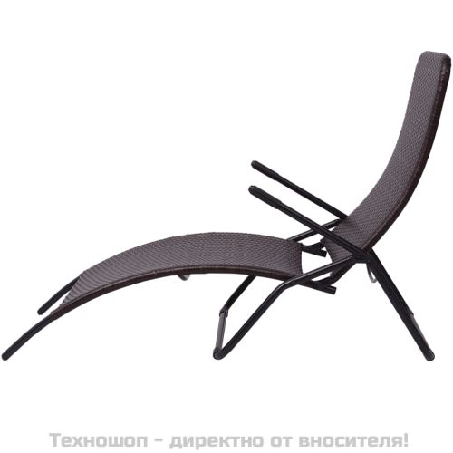 Сгъваем шезлонг полиратан кафяв