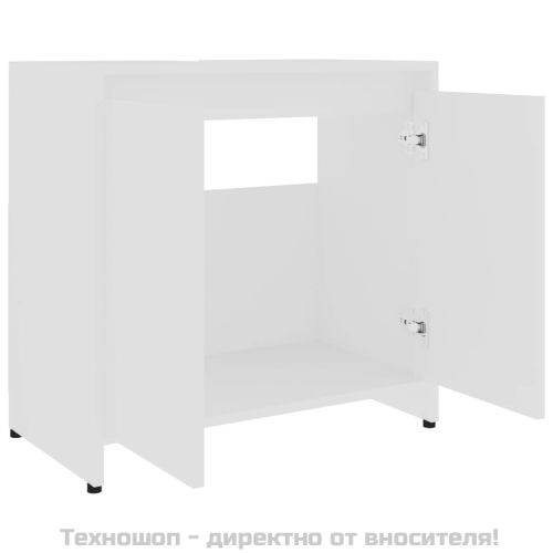 Шкаф за баня, бял, 60x33x61 см, инженерно дърво