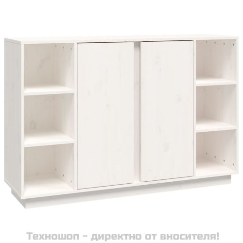 Сайдборд, бял, 120x35x80 см, бор масив
