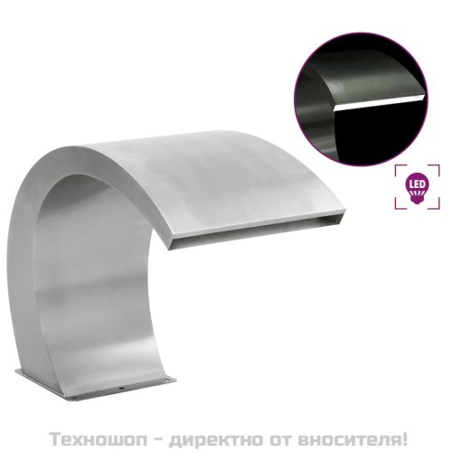 Фонтан за басейн с LED, неръждаема стомана, 30x60x45 см