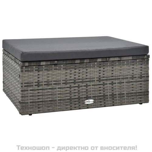 Градински комплект с възглавници, 5 части, полиратан, сив