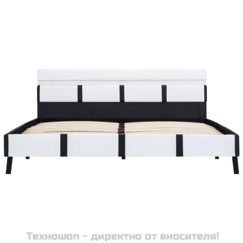 Рамка за легло с LED, бяла, изкуствена кожа, 140x200 cм