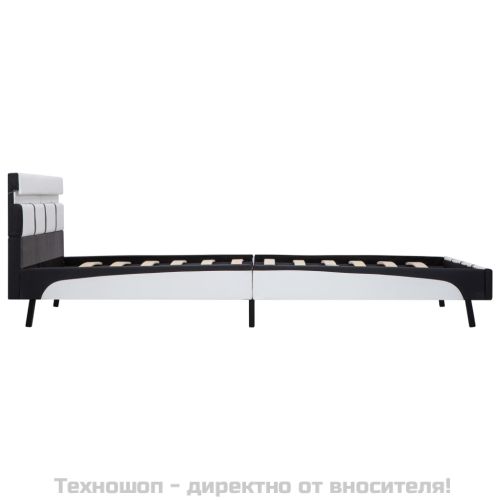 Рамка за легло с LED, бяла, изкуствена кожа, 140x200 cм