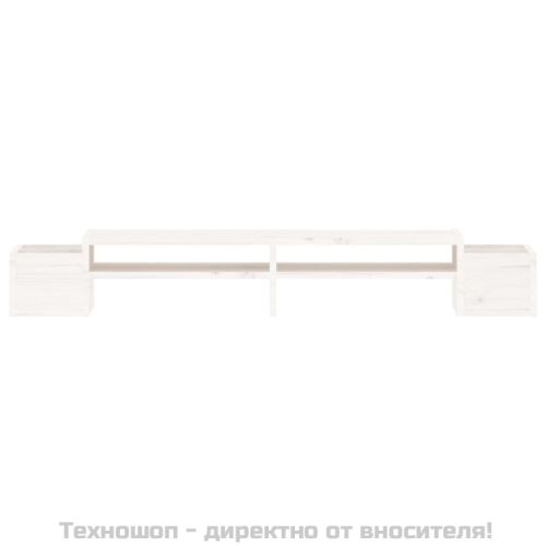 Поставка за монитор, бяла, 100x27,5x15 см, бор масив