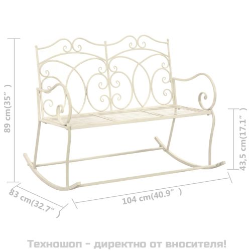 Градинска пейка, 104 см, желязо, антично бяло