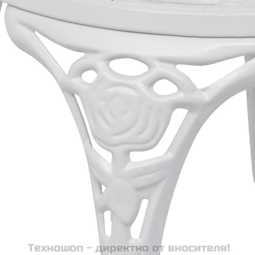 Бистро столове, 2 бр, лят алуминий, бели