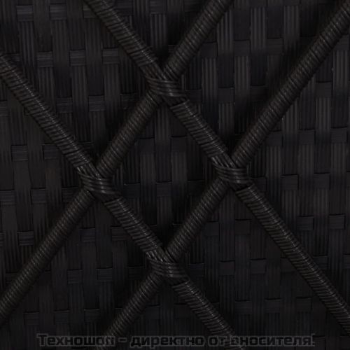 Шезлонг с шалте и навес, полиратан, черен