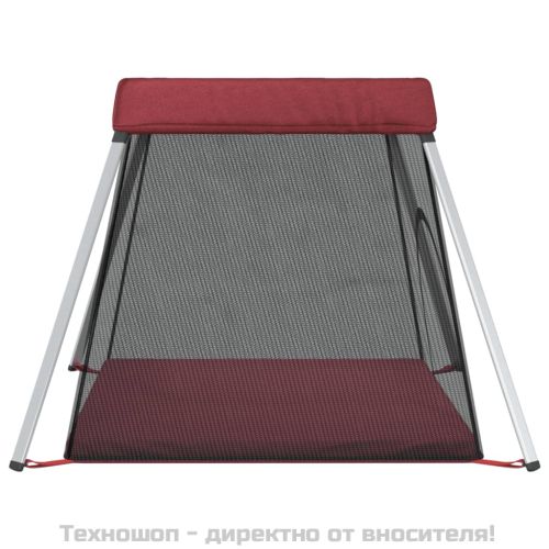 Бебешка кошара с матрак, червена, ленен плат