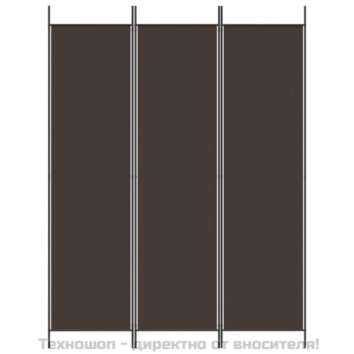 Параван за стая, 3 панела, кафяв, 150x200 см, плат