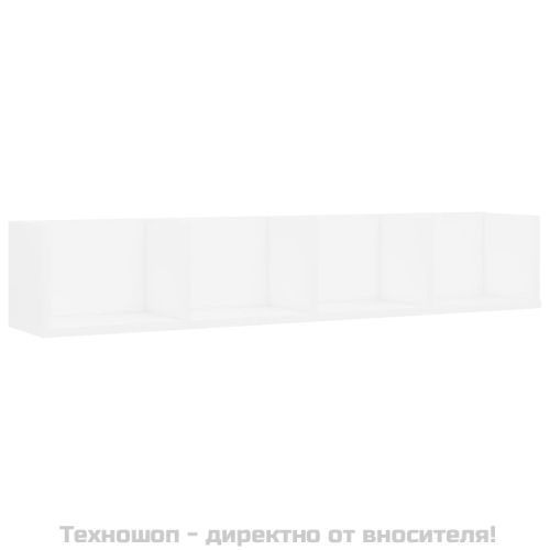 CD стенен рафт, бял, 100x18x18 см, инженерно дърво