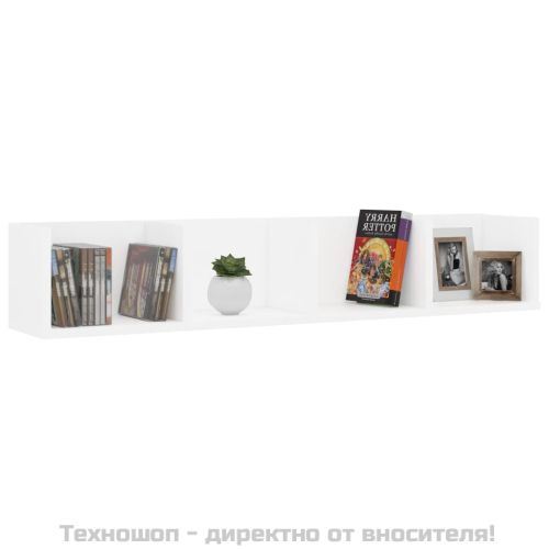 CD стенен рафт, бял, 100x18x18 см, инженерно дърво