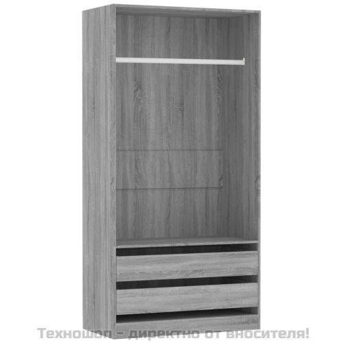 Гардероб, сив сонома, 100x50x200 см, инженерно дърво