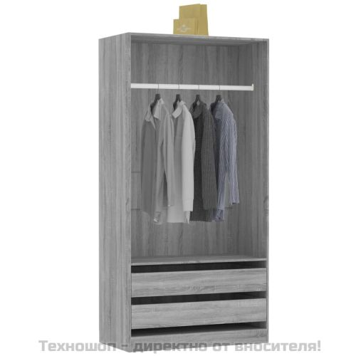 Гардероб, сив сонома, 100x50x200 см, инженерно дърво