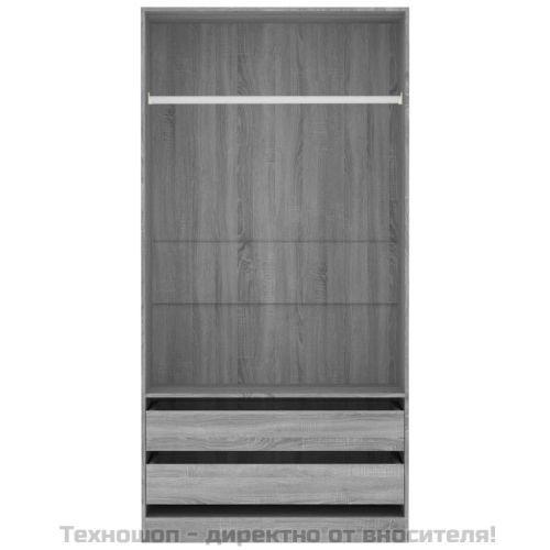 Гардероб, сив сонома, 100x50x200 см, инженерно дърво