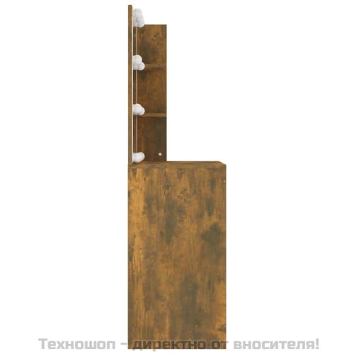 Тоалетка с LED, опушен дъб, 60x40x140 см