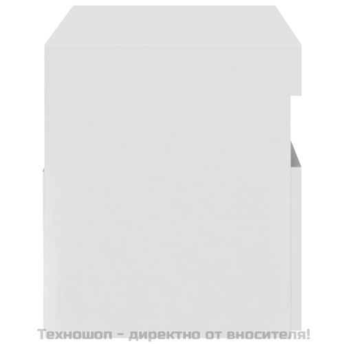 ТВ шкаф с LED осветление, бял гланц, 75x35x40 см