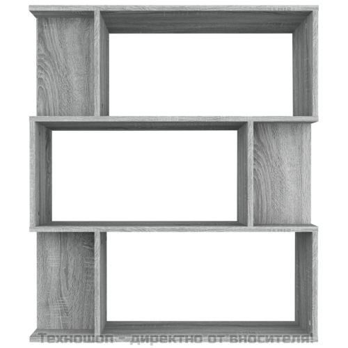 Библиотека/разделител сив сонома 80x24x96 см инженерно дърво