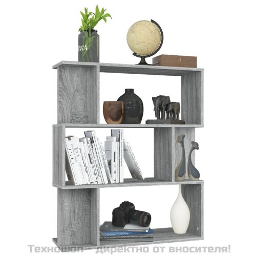 Библиотека/разделител сив сонома 80x24x96 см инженерно дърво