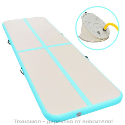 Надуваем дюшек за гимнастика с помпа, 700x100x10 см, PVC, зелен