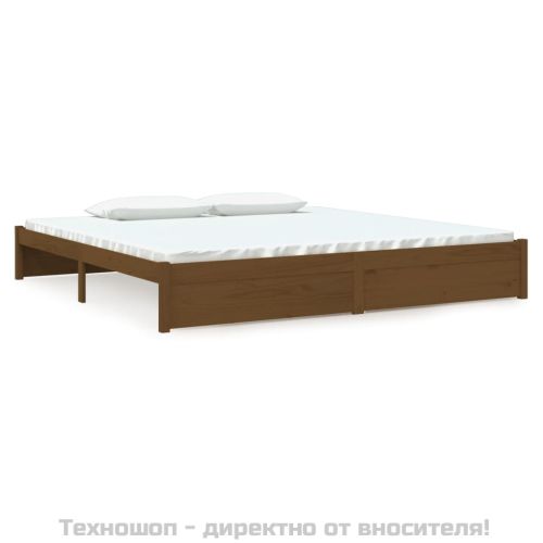 Рамка за легло, меденокафява, дърво масив, 200x200 см