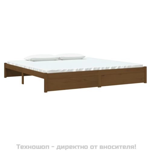 Рамка за легло, меденокафява, дърво масив, 200x200 см