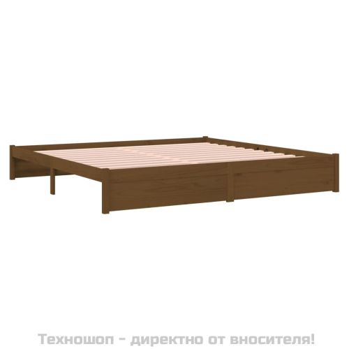 Рамка за легло, меденокафява, дърво масив, 200x200 см