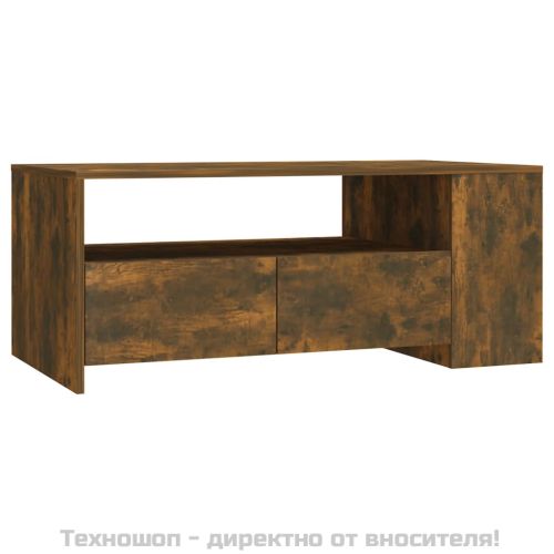 Кафе маса, опушен дъб, 102x55x42 см, инженерно дърво