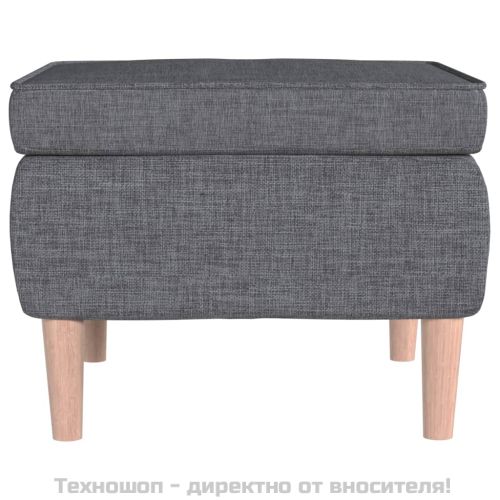 Табуретка с дървени крака, светлосива, текстил