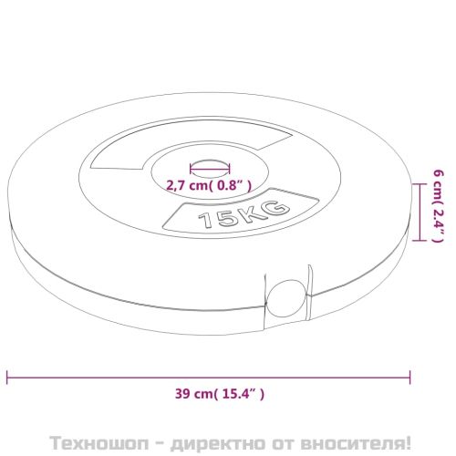 Плочи за тежести, 2 бр, 30 кг, цимент