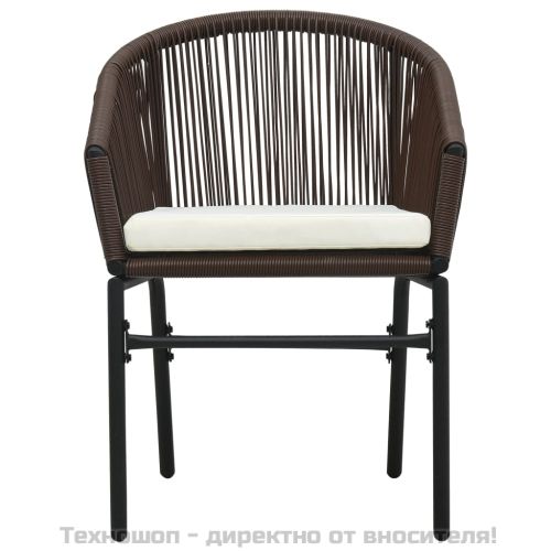 Бистро комплект от 3 части с възглавници, PE ратан, кафяв