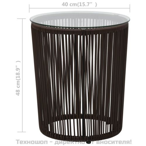 Бистро комплект от 3 части с възглавници, PE ратан, кафяв