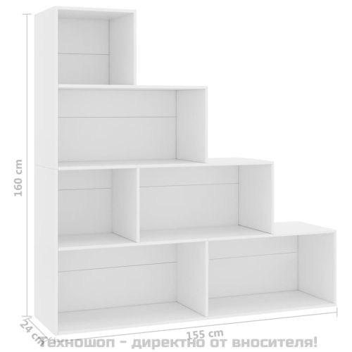 Библиотека/разделител за стая, бяла, 155x24x160 см, ПДЧ