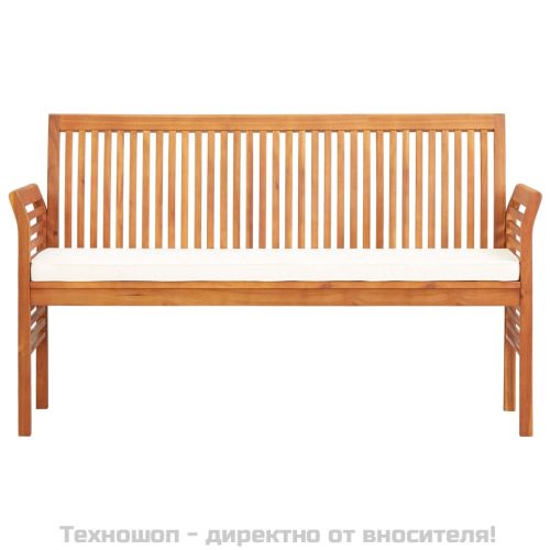 3-местна градинска пейка с възглавница, 150 см, акация масив